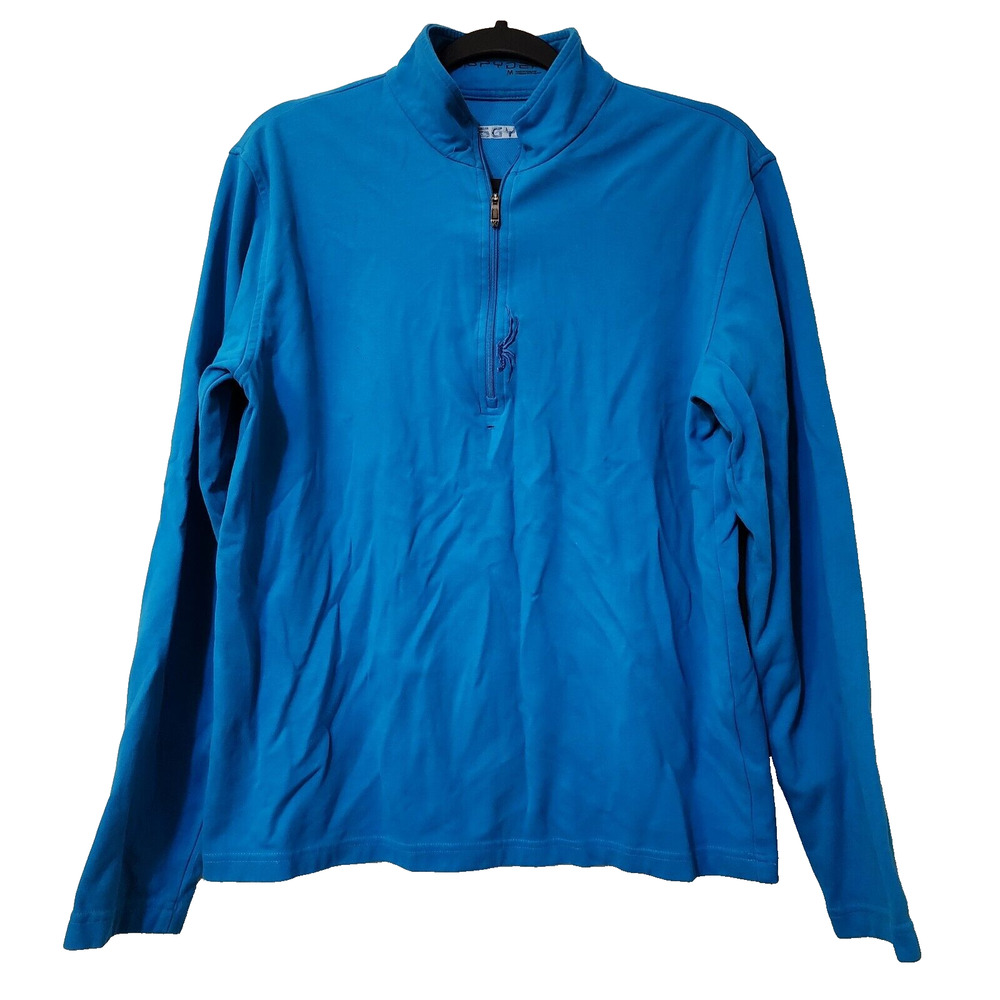 Spyder Womens Pullover Top Size M Blue 1/4 Zip Mock Neck Long Sleeve